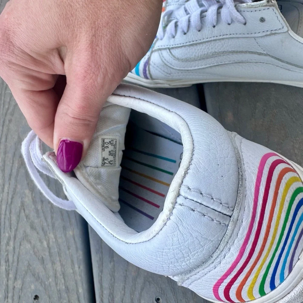 Vans Old Skool Leather Flour Shop Rainbow shoes size 9